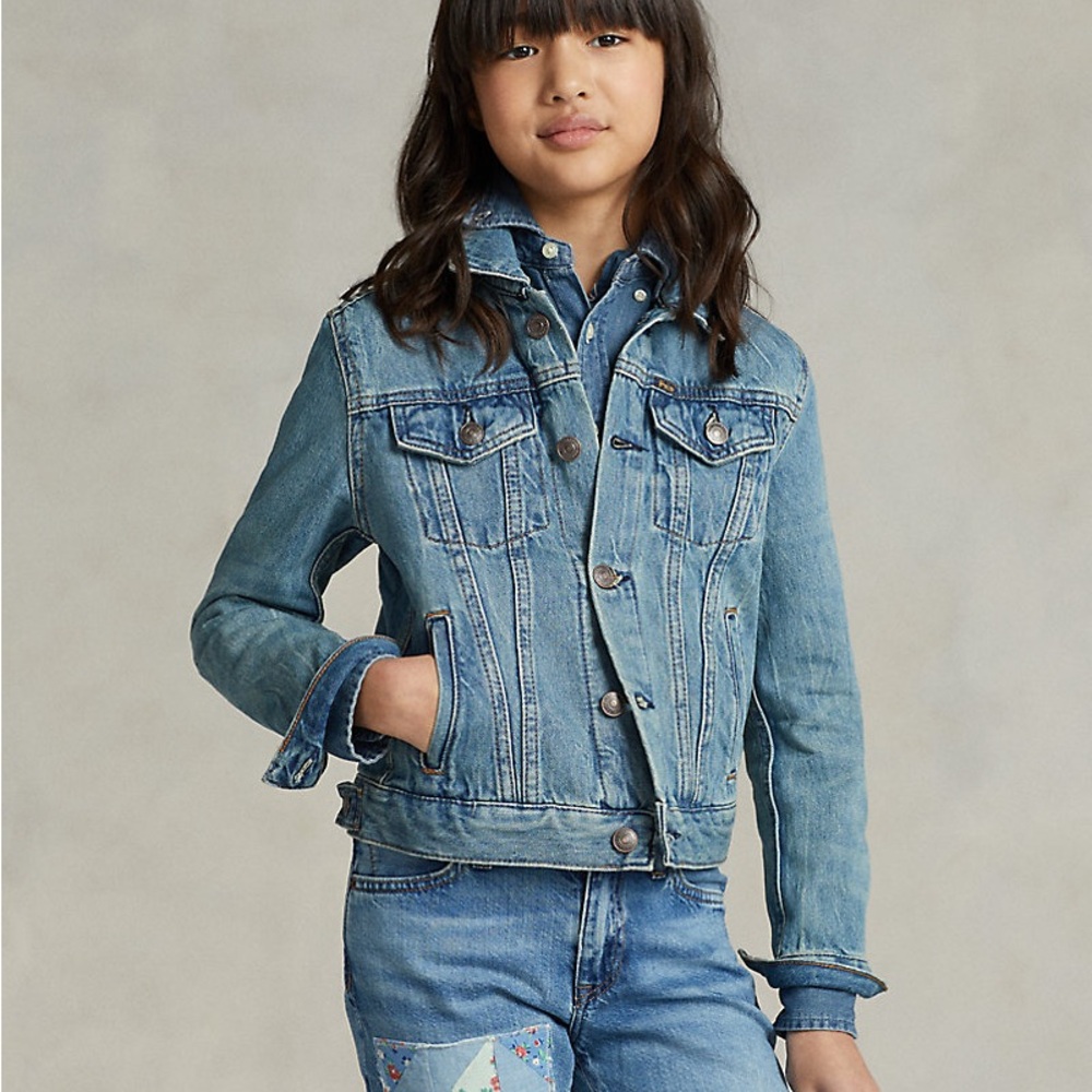 Ralph Lauren Blue and Tan Denim Label